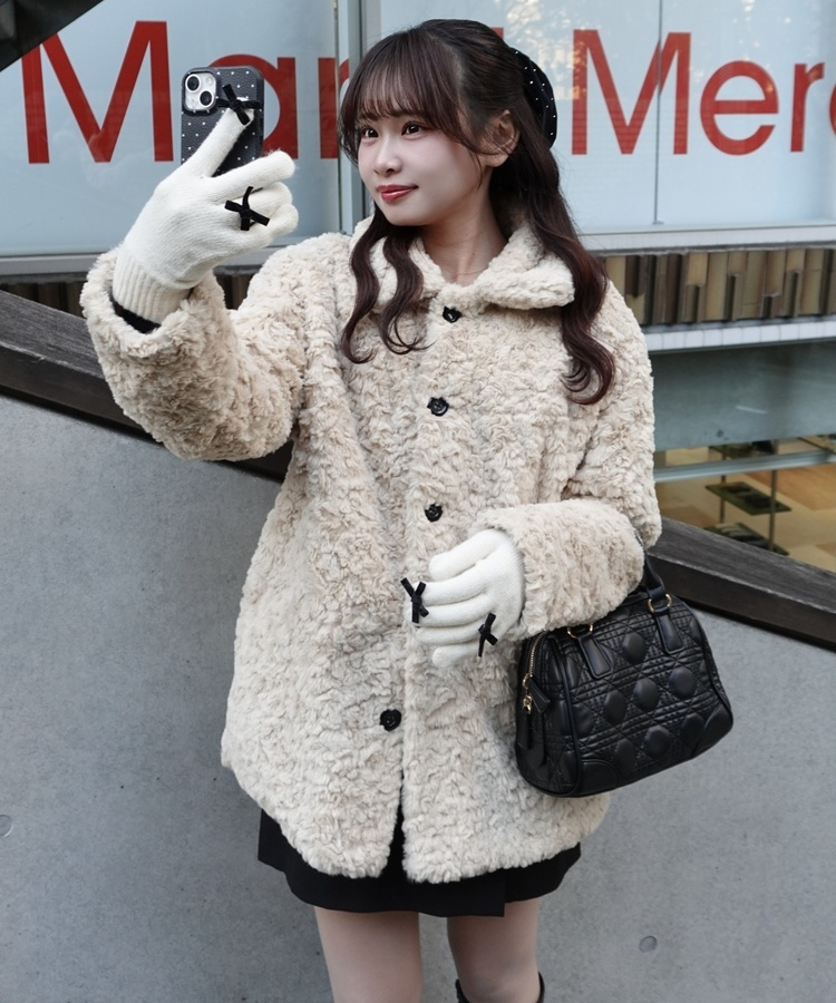 포그니 양털 자켓 코트 베이지