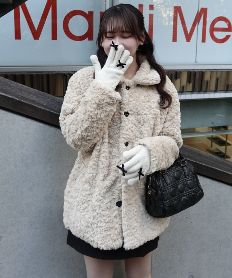 포그니 양털 자켓 코트 베이지