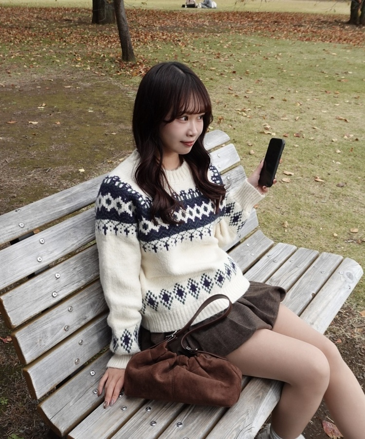 ノルディックラウンドニット IVORY