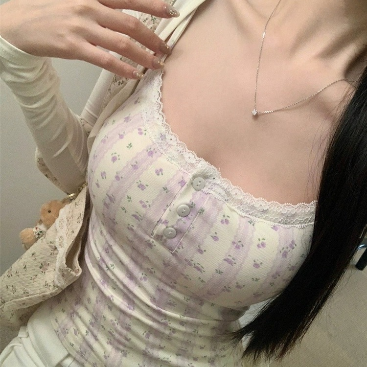 ボリュームキャップ、レース スリム ノースリーブ LIGHT PURPLE