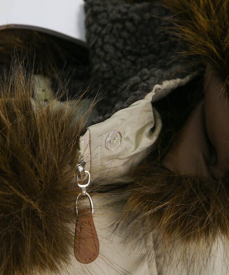 라쿤 양털 후드자켓 털 탈부착 가능