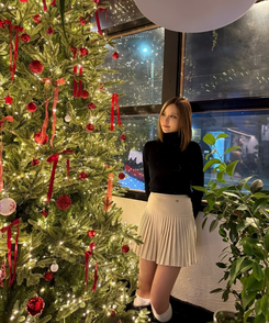 모직 주름 미니 스커트 속바지 아이보리