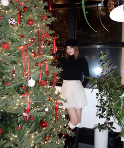 모직 주름 미니 스커트 속바지 아이보리