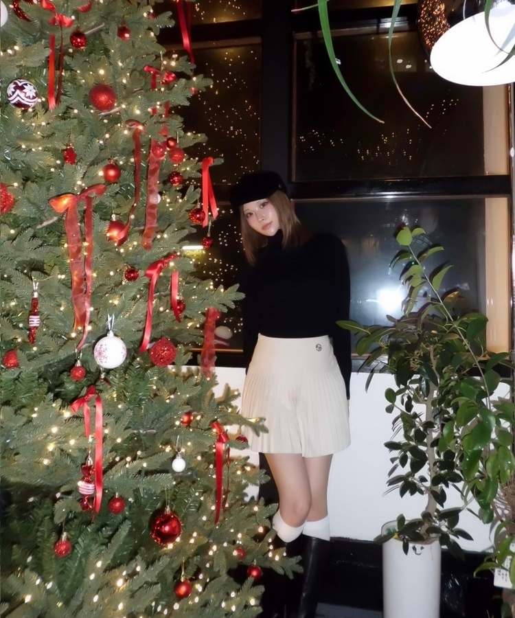 모직 주름 미니 스커트 속바지 아이보리