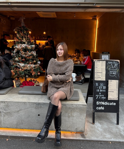 オーバーオフショルダーロングニット BROWN