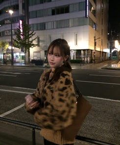 호피 지퍼 가디건 카멜