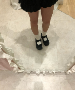 통굽 키높이 레더 메리제인 슈즈 블랙