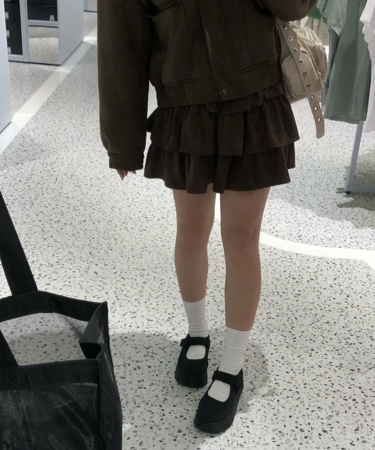 통굽 키높이 레더 메리제인 슈즈 블랙