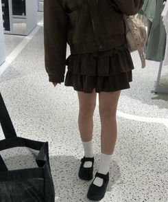 スエードティアードミニスカート BROWN