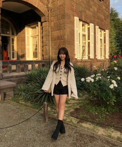 【SET】ロングカーディガン＋ボタンノースリーブトップス IVORY