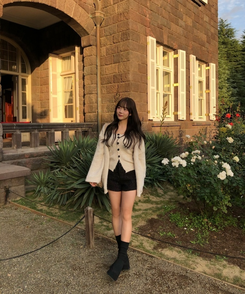 【SET】ロングカーディガン＋ボタンノースリーブトップス IVORY