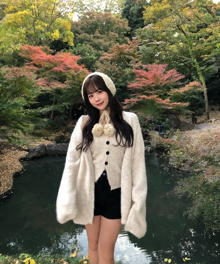 【SET】ロングカーディガン＋ボタンノースリーブトップス IVORY