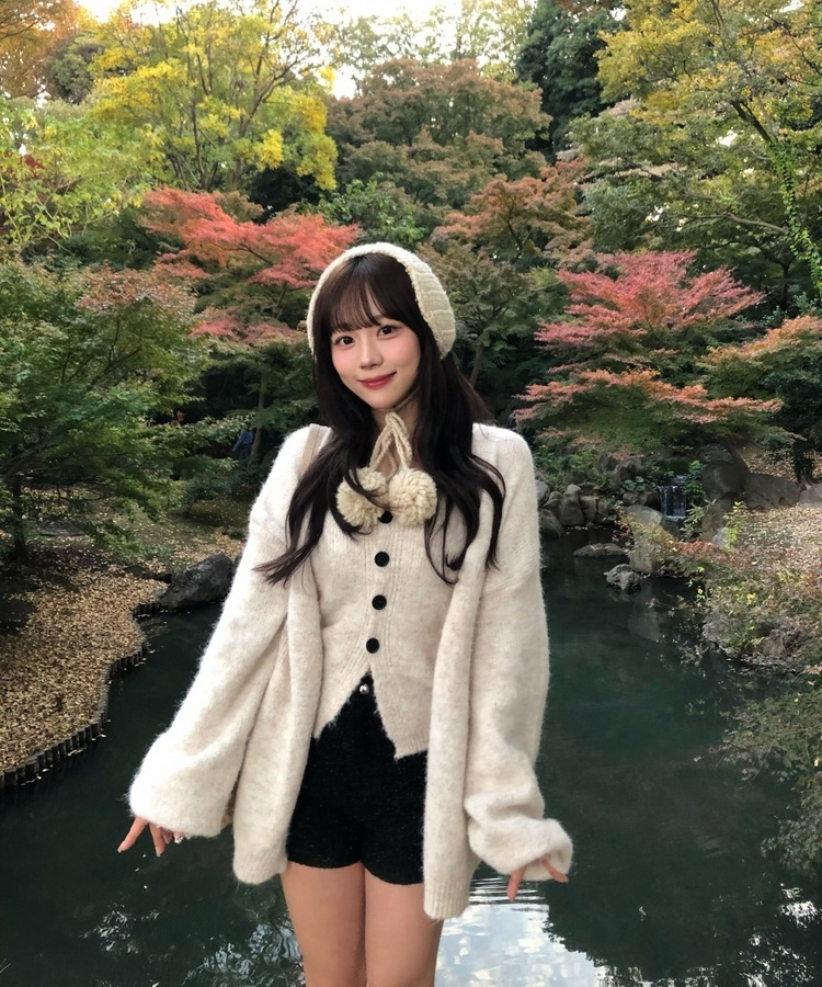 【SET】ロングカーディガン＋ボタンノースリーブトップス IVORY