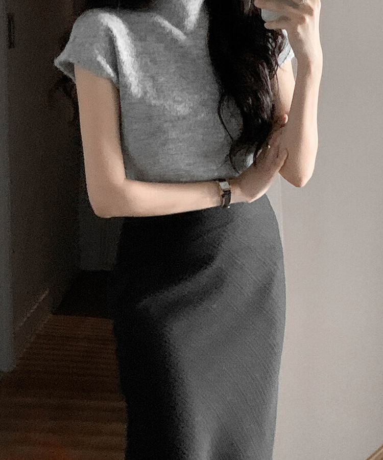 ツイードロングマーメイドスカート BLACK