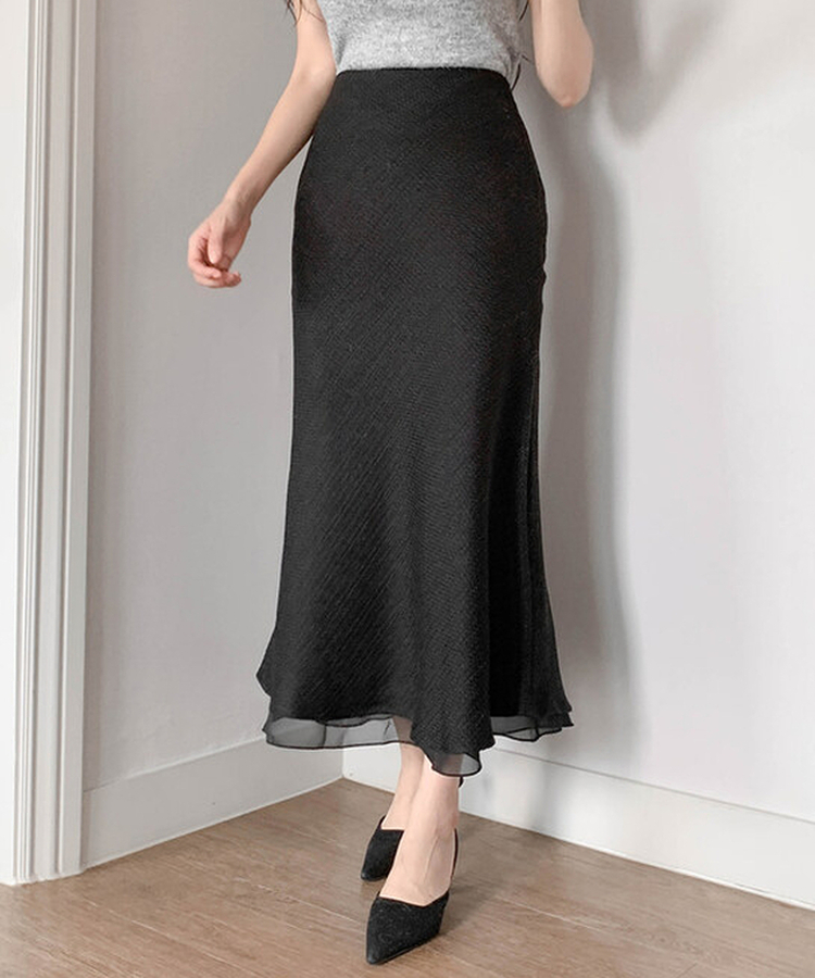 ツイードロングマーメイドスカート BLACK