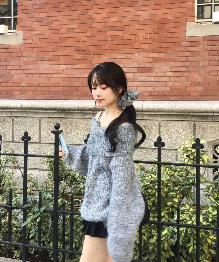 ラブリーモヘアニットヘアゴムセット GREY