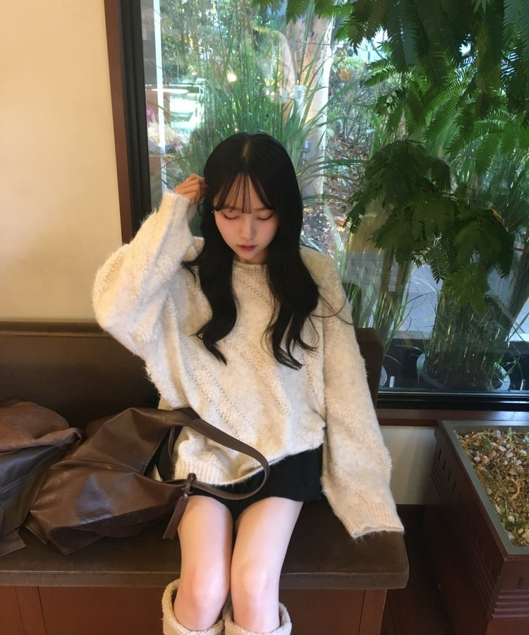 オーバーフィットルーズスクラッチニット BEIGE