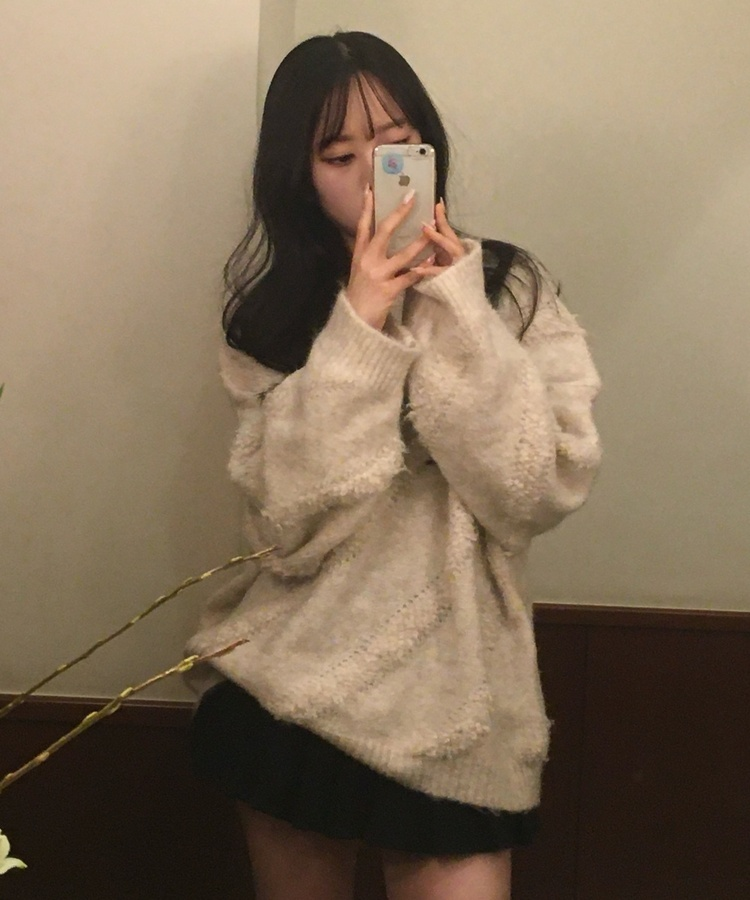 オーバーフィットルーズスクラッチニット BEIGE