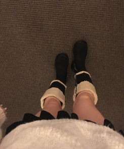 ムートン起毛スエードロングブーツ BLACK