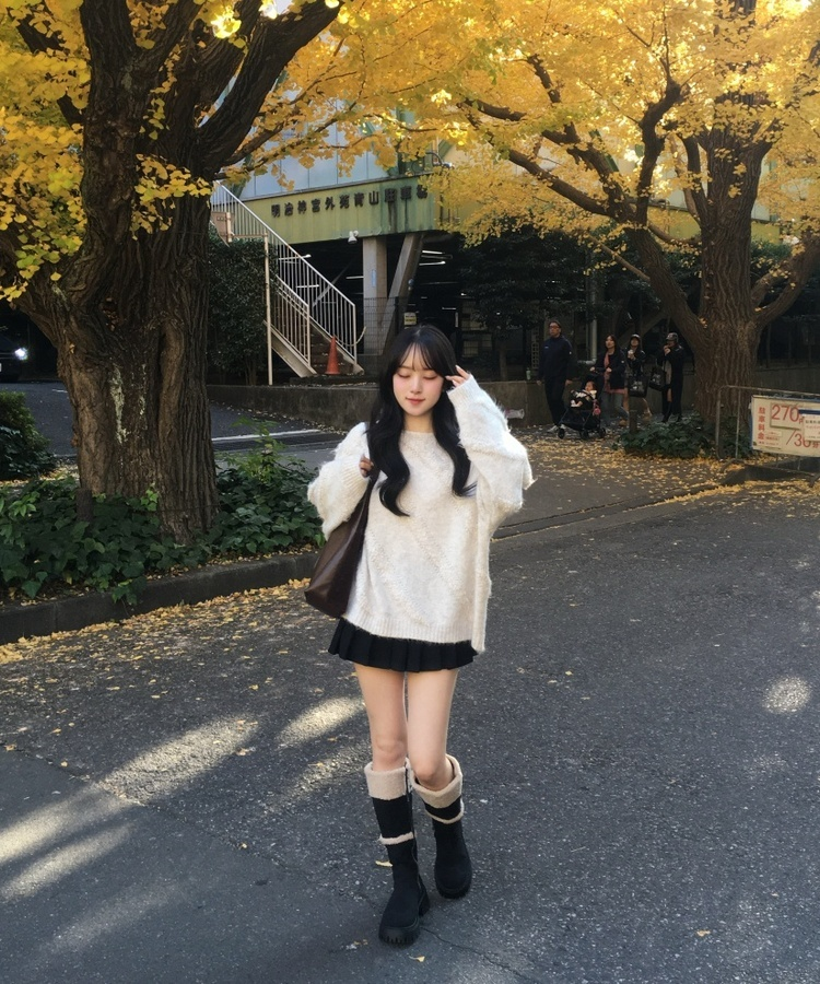 ムートン起毛スエードロングブーツ BLACK