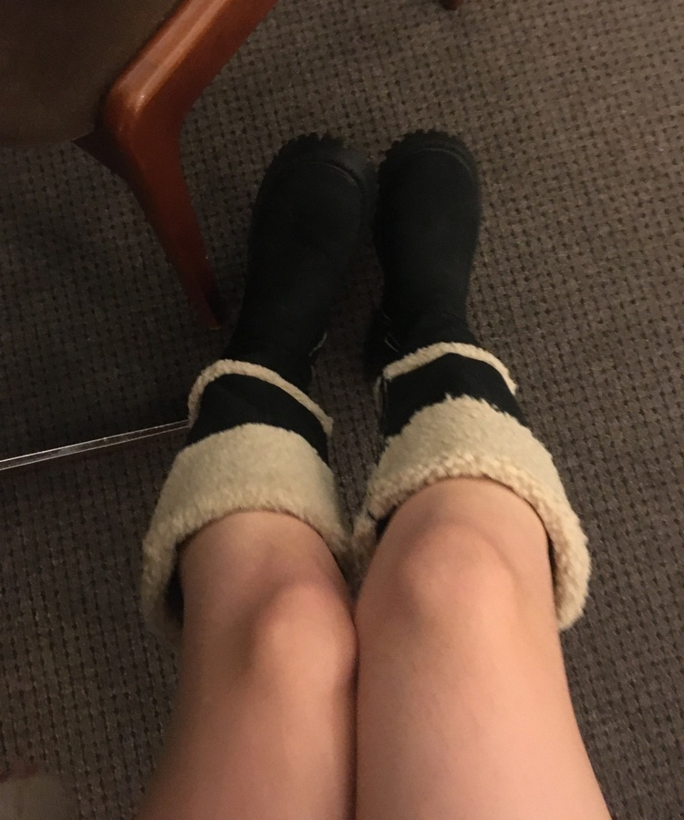 ムートン起毛スエードロングブーツ BLACK