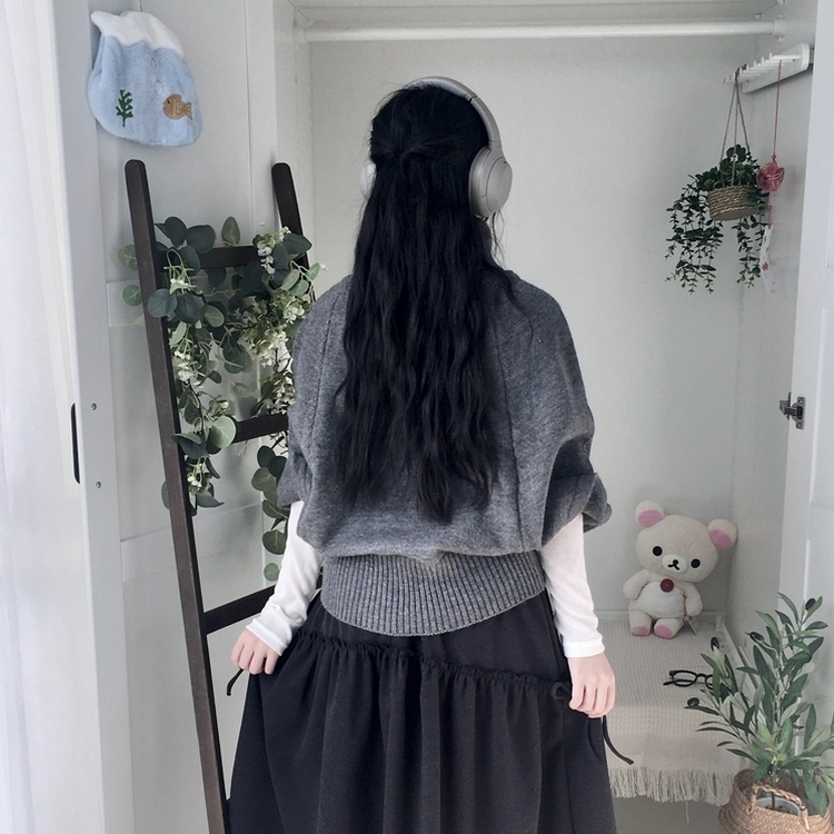 달빛천사 자수 꽈배기 빈티지 대장 모리걸 실버버튼 판초 터틀넥 케이프 망토 니트 그레이