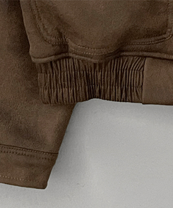 초코브라운스웨이드레더양털카라무스탕자켓점퍼