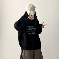 【起毛】チェックポイントパーカー BLACK