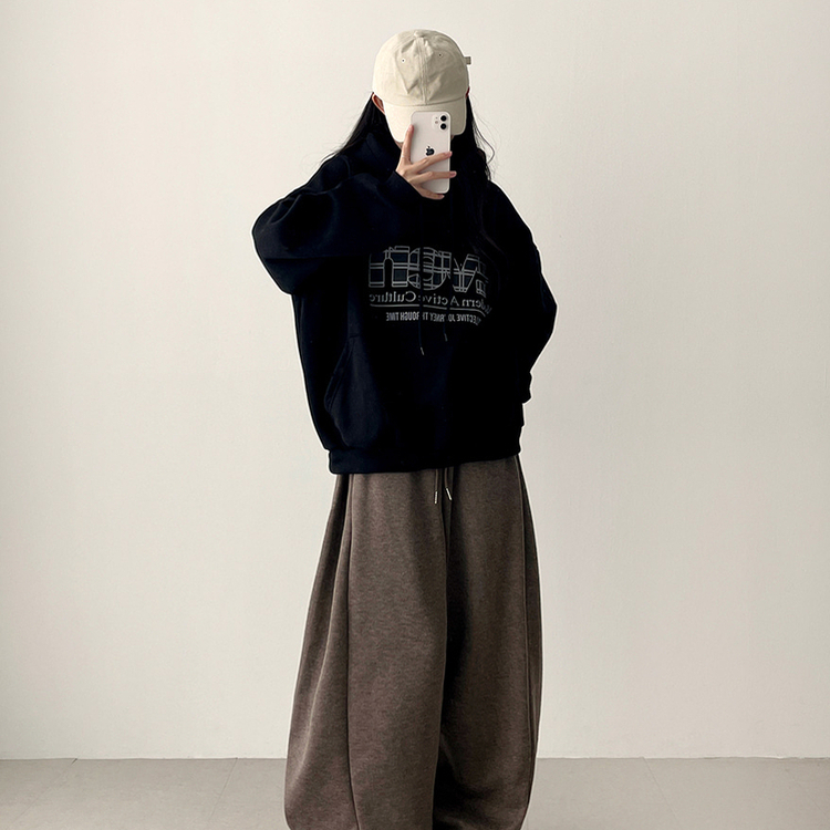 【起毛】チェックポイントパーカー BLACK