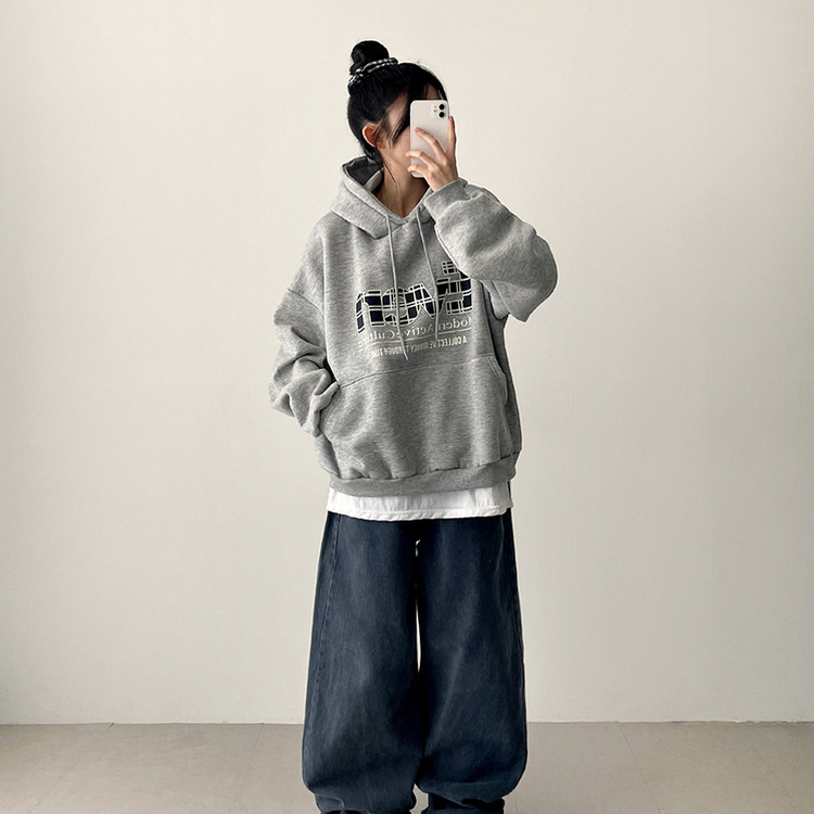 【起毛】チェックポイントパーカー MELANGE