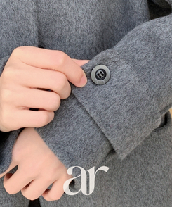 ウール混シングルミディロングコート GRAY