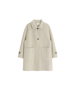 ウール混シングルミディロングコート