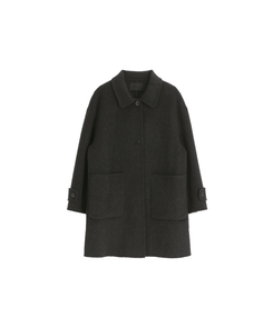 ウール混シングルミディロングコート