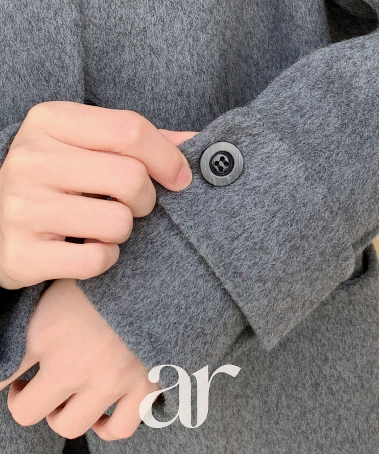 ウール混シングルミディロングコート GRAY