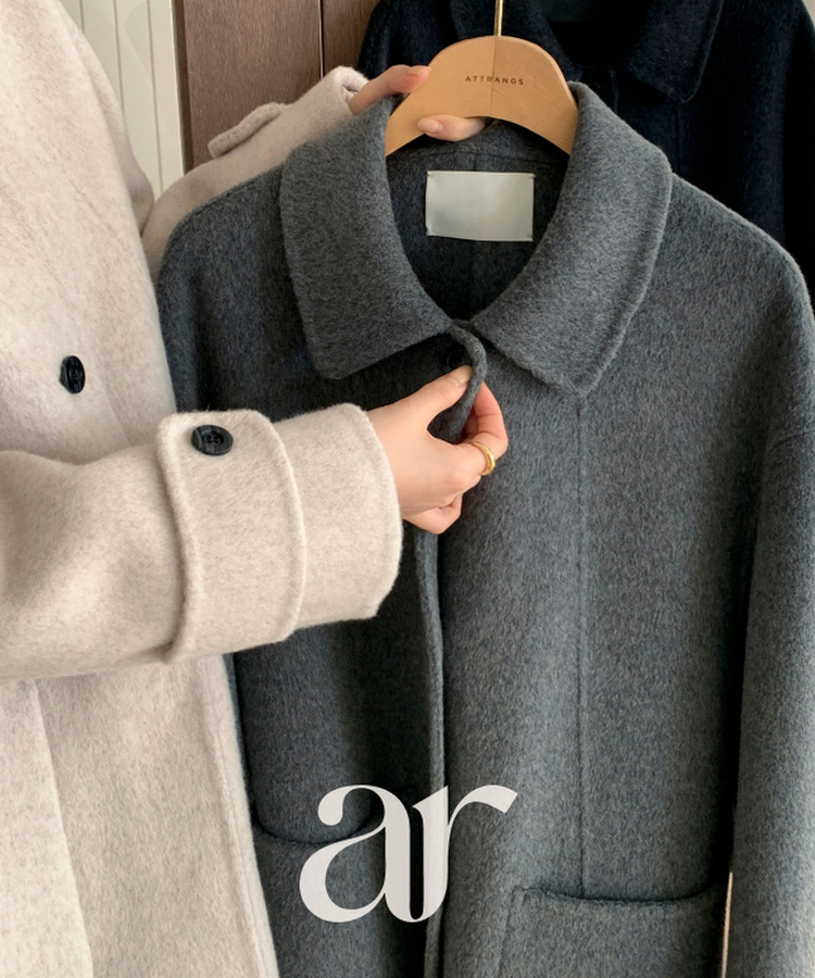 ウール混シングルミディロングコート OATMEAL