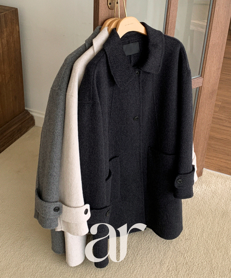 ウール混シングルミディロングコート