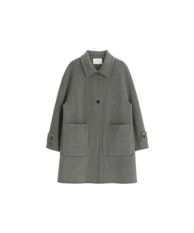 ウール混シングルミディロングコート
