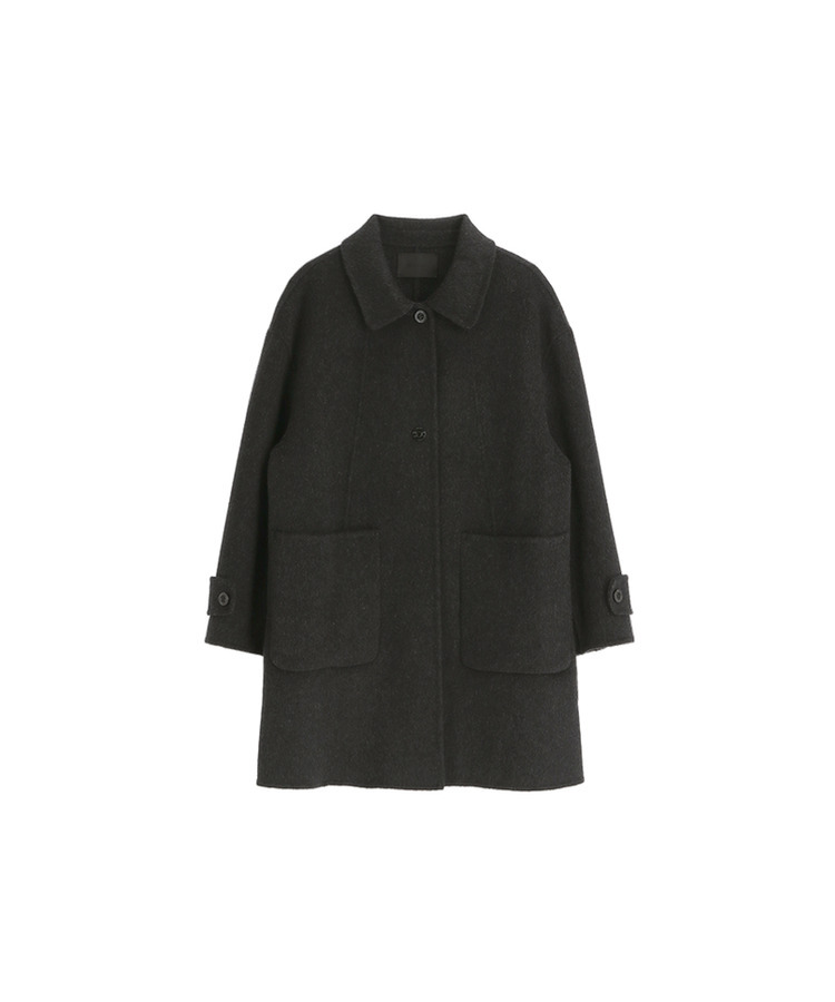 ウール混シングルミディロングコート