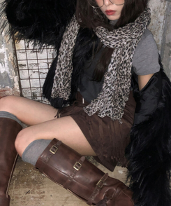 レオパードプリーツマフラー BEIGE