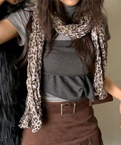 レオパードプリーツマフラー BEIGE