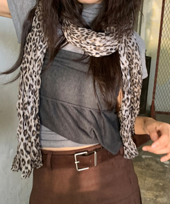 レオパードプリーツマフラー BEIGE