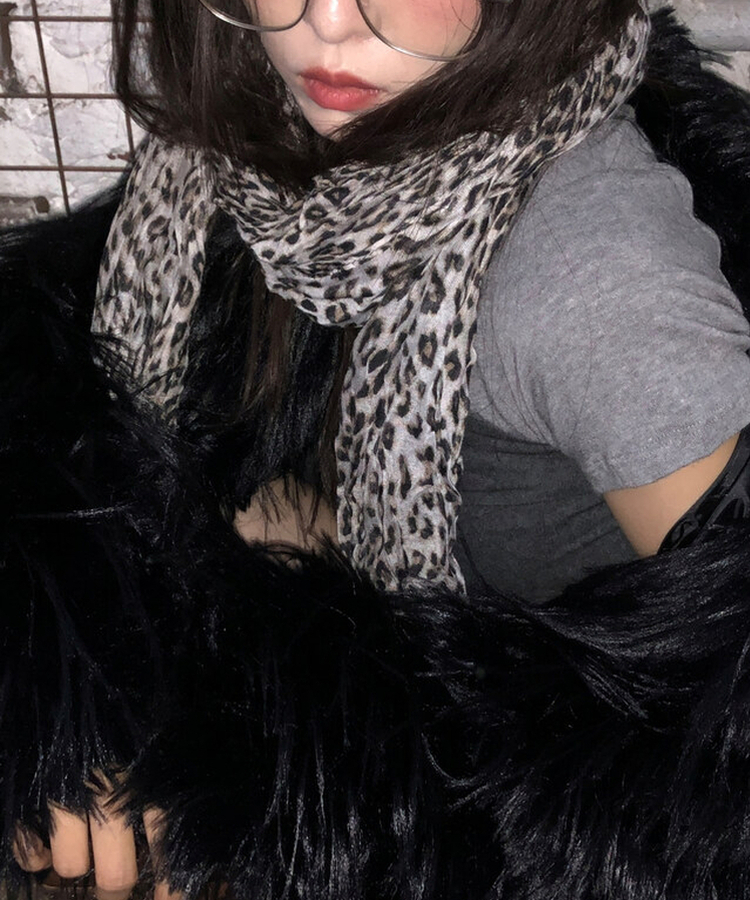 レオパードプリーツマフラー BEIGE