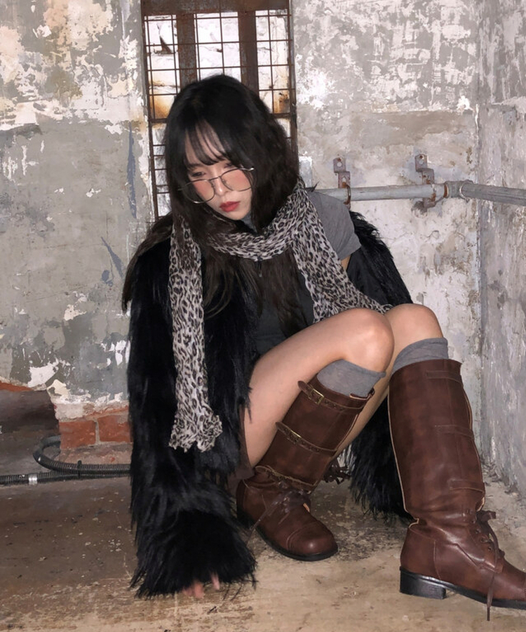 レオパードプリーツマフラー BEIGE