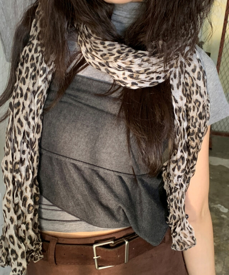 レオパードプリーツマフラー BEIGE