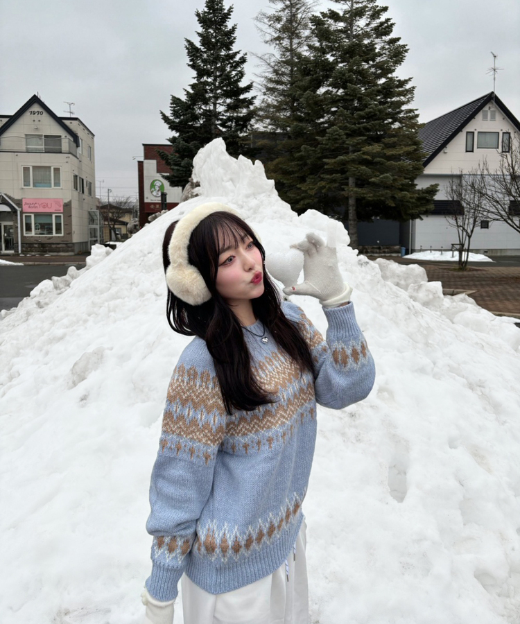 라운드넥 노르딕 니트 소라