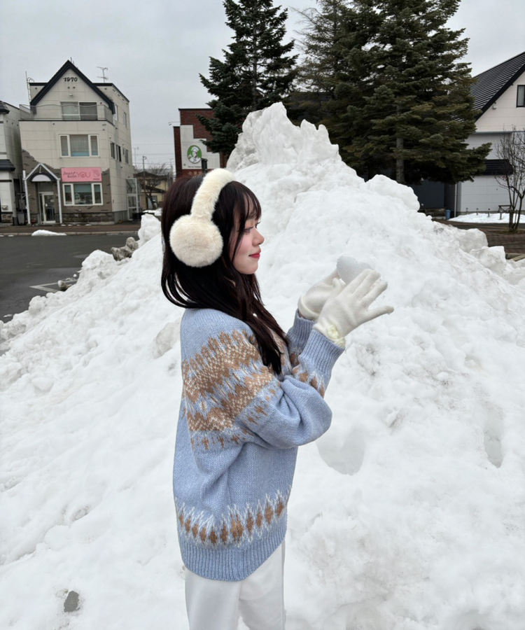 라운드넥 노르딕 니트 소라