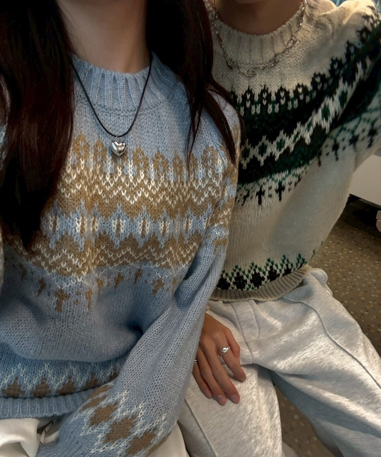 라운드넥 노르딕 니트 베이지