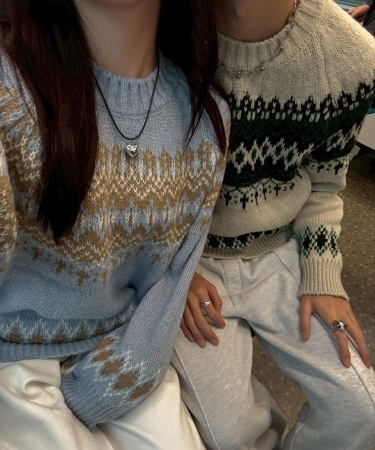 라운드넥 노르딕 니트 베이지