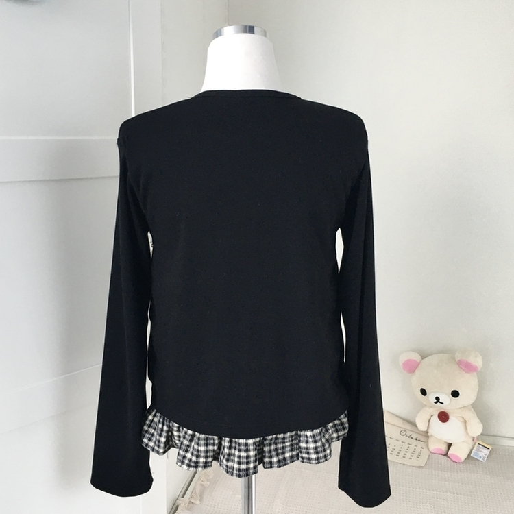 페어리 리본 프릴 체 나시 일체형 반팔 블라우스 나시 바선생 레이스