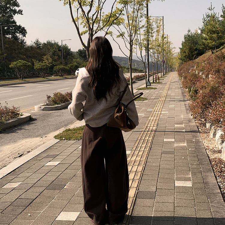 폴 가을 긴팔 오버핏 니트 보트넥 루즈핏 나시 니트 세트